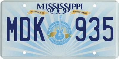 MS license plate MDK935