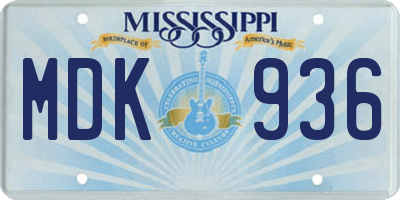 MS license plate MDK936