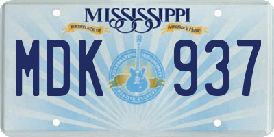 MS license plate MDK937