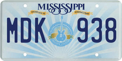 MS license plate MDK938