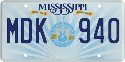 MS license plate MDK940