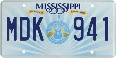 MS license plate MDK941