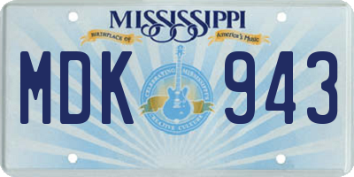 MS license plate MDK943