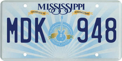MS license plate MDK948
