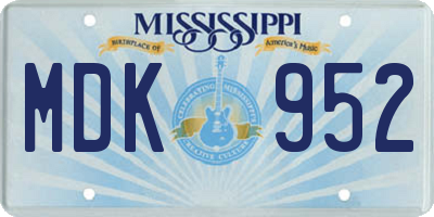 MS license plate MDK952