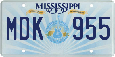 MS license plate MDK955