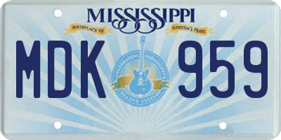 MS license plate MDK959
