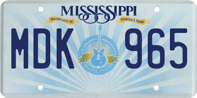 MS license plate MDK965