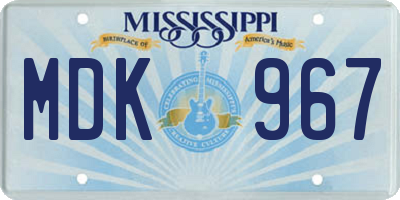 MS license plate MDK967