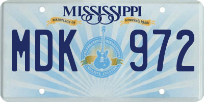 MS license plate MDK972