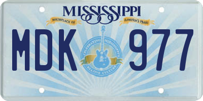 MS license plate MDK977