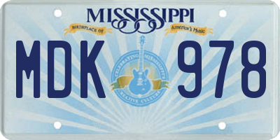 MS license plate MDK978