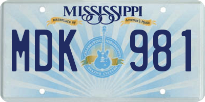 MS license plate MDK981