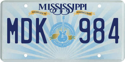 MS license plate MDK984