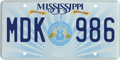 MS license plate MDK986