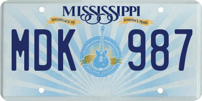MS license plate MDK987