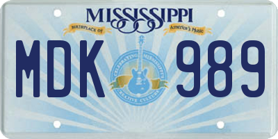 MS license plate MDK989