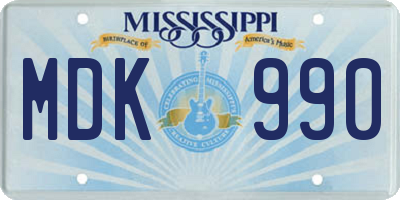 MS license plate MDK990