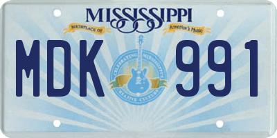 MS license plate MDK991