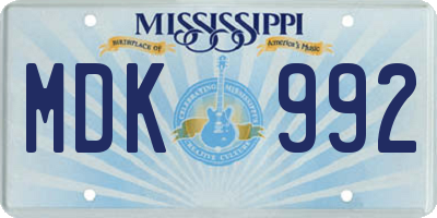 MS license plate MDK992