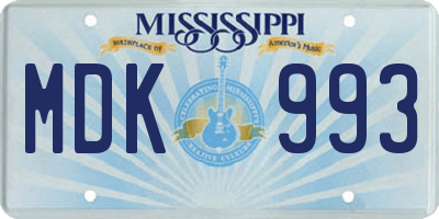 MS license plate MDK993