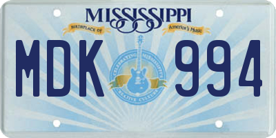 MS license plate MDK994
