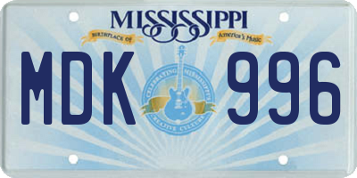 MS license plate MDK996