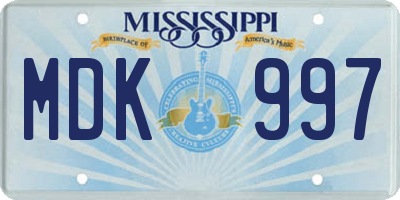 MS license plate MDK997