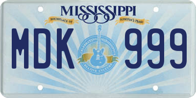 MS license plate MDK999