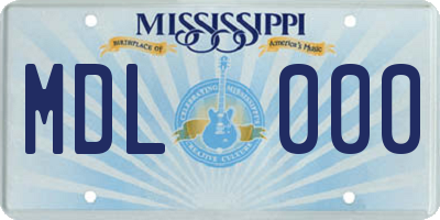 MS license plate MDL000