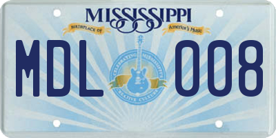 MS license plate MDL008