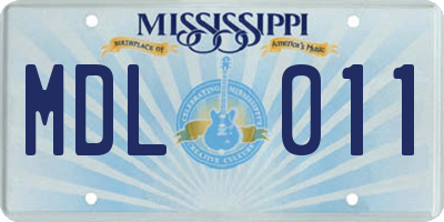 MS license plate MDL011