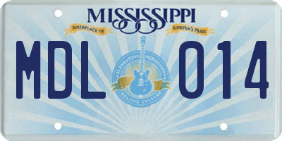 MS license plate MDL014