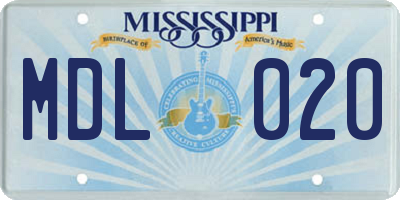 MS license plate MDL020