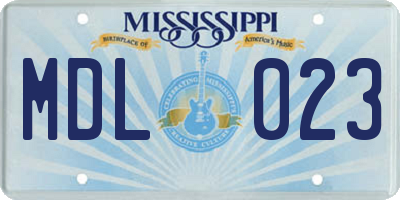 MS license plate MDL023