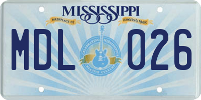 MS license plate MDL026