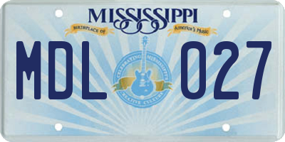 MS license plate MDL027