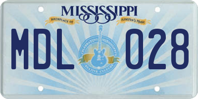 MS license plate MDL028