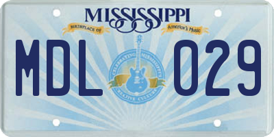 MS license plate MDL029