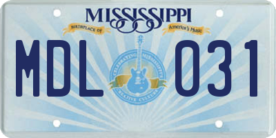 MS license plate MDL031