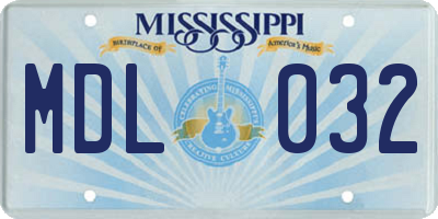MS license plate MDL032
