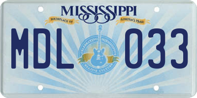 MS license plate MDL033