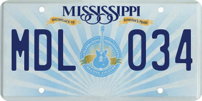 MS license plate MDL034