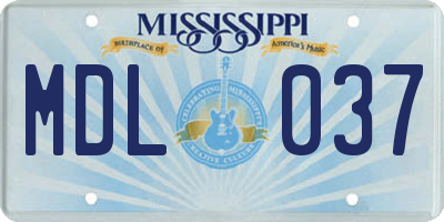 MS license plate MDL037