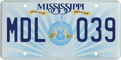 MS license plate MDL039