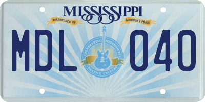MS license plate MDL040