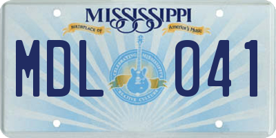 MS license plate MDL041