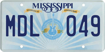 MS license plate MDL049
