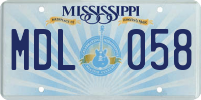 MS license plate MDL058