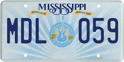 MS license plate MDL059